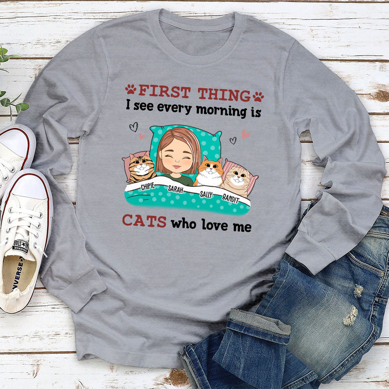 Every Morning Cat - Personalized Custom Long Sleeve T-shirt