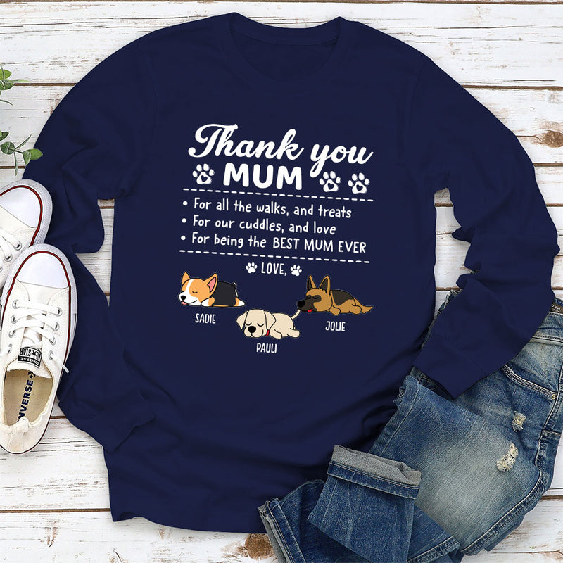 Thanks Mom For All - Personalized Custom Long Sleeve T-shirt