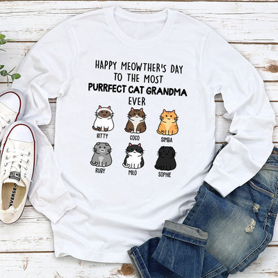 Purrfect Cat Mom - Personalized Custom Long Sleeve T-shirt