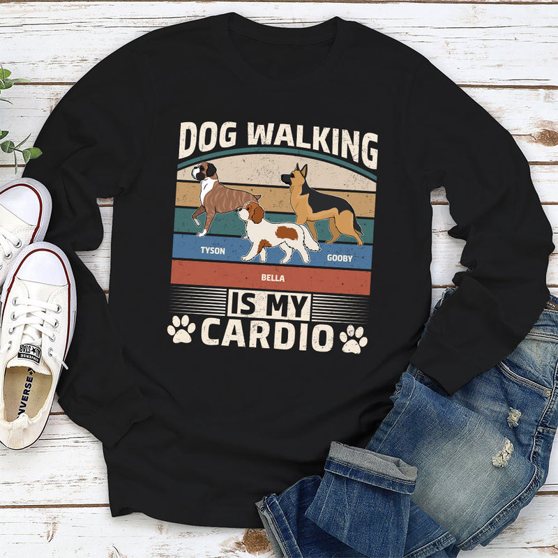 Cardio With Dog Retro - Personalized Custom Long Sleeve T-shirt