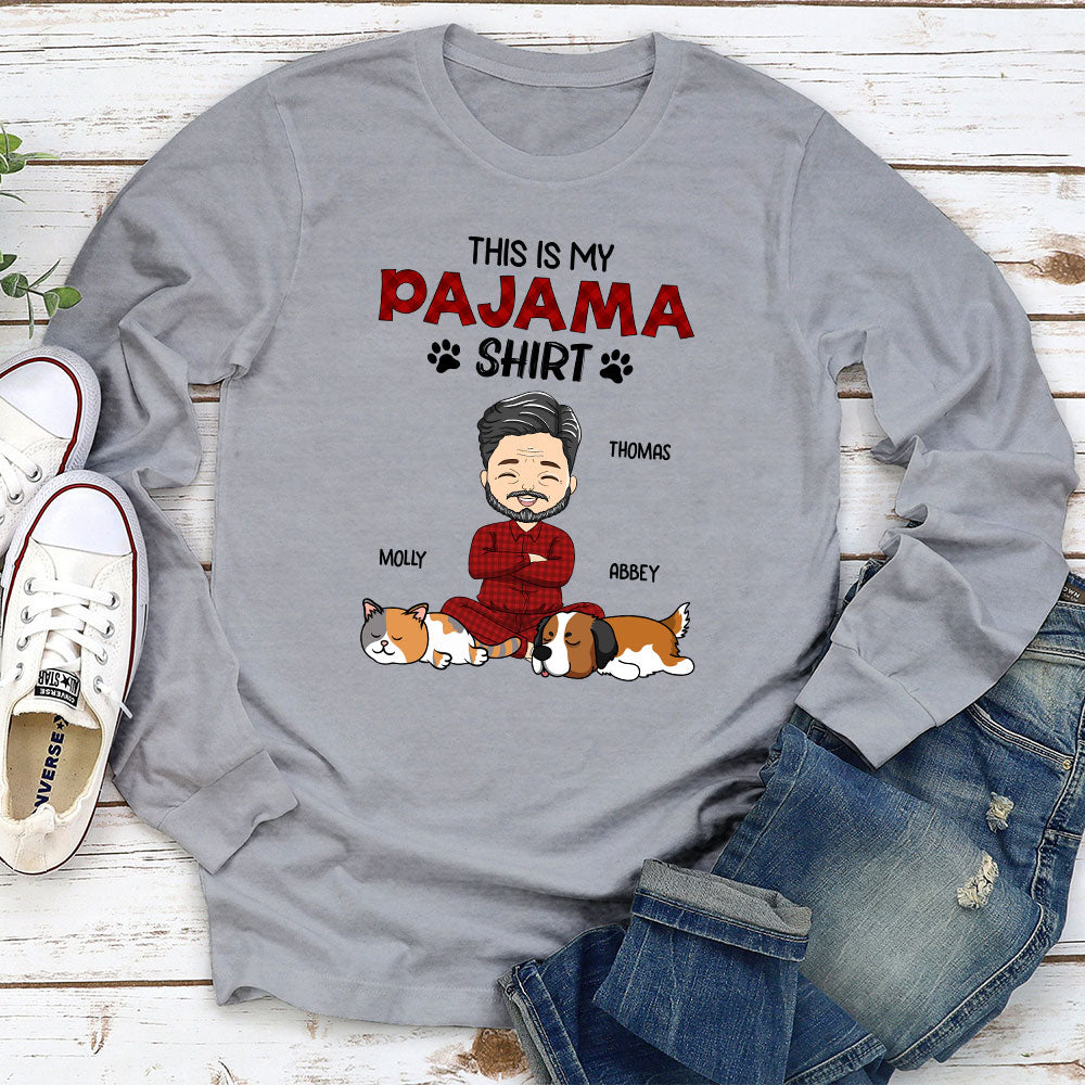 Sleeping Pet Pajama Personalized Dogs Lover Custom Long Sleeve Shirt
