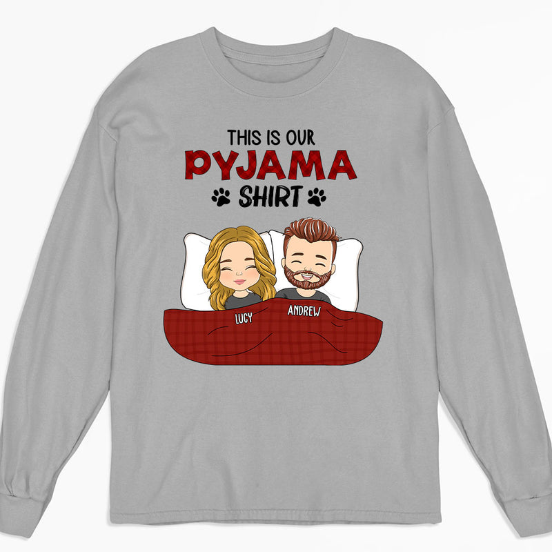 Couple Pyjama Shirt - Personalized Custom Long Sleeve T-shirt