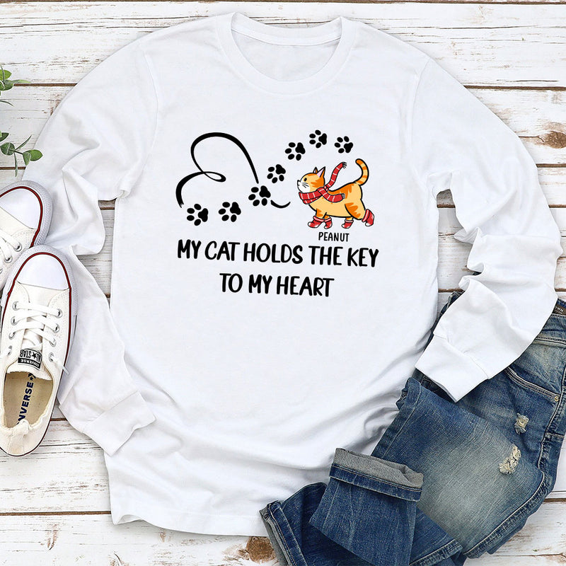 The Key To My Heart - Personalized Custom Long Sleeve T-shirt