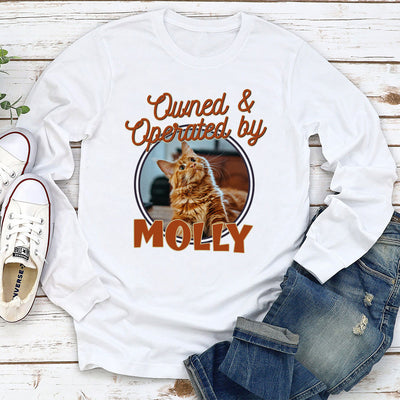 Cat Owned Operated - Personalized Custom Long Sleeve T-shirt