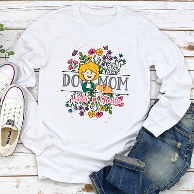 Dog Mom Flower - Personalized Custom Long Sleeve T-shirt