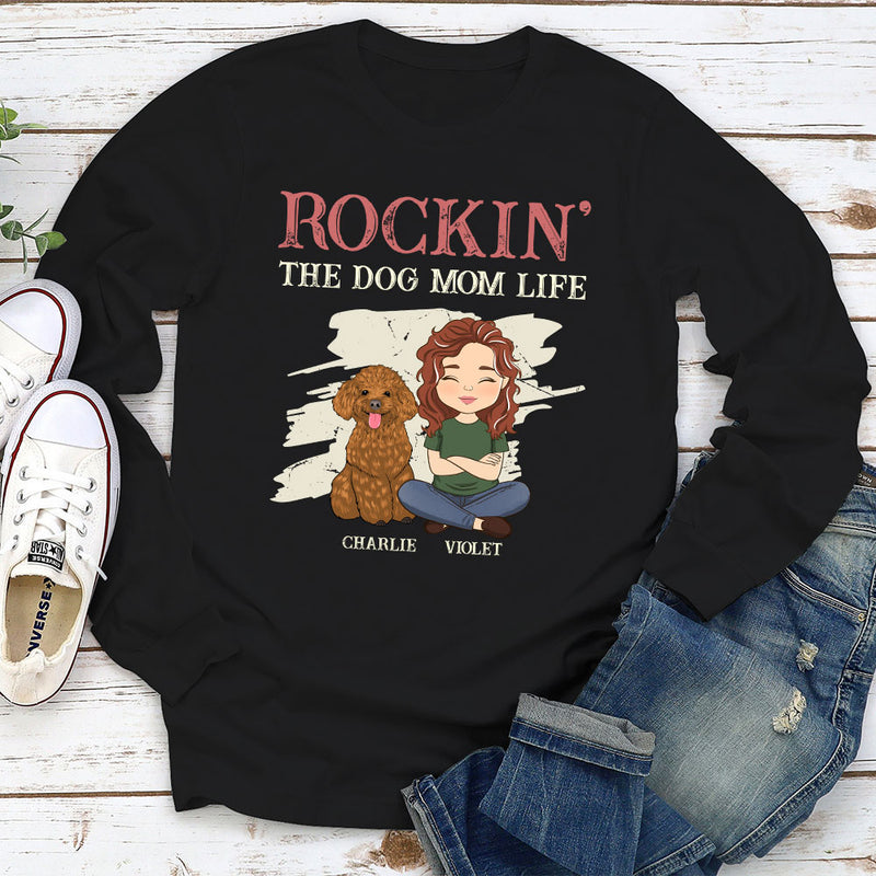 Rockin Dog Mom - Personalized Custom Long Sleeve T-shirt