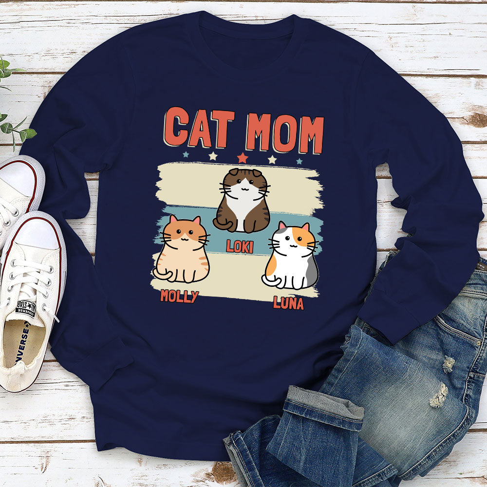 Retro Cat Mom - Personalized Custom Long Sleeve T-shirt