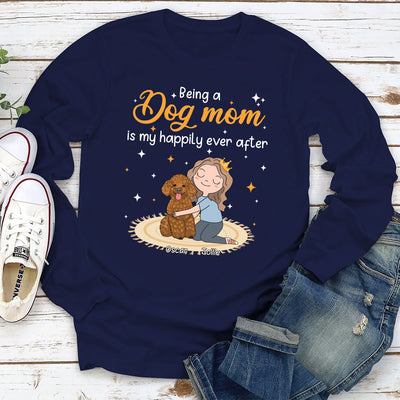 Happy Dog Mom - Personalized Custom Long Sleeve T-shirt