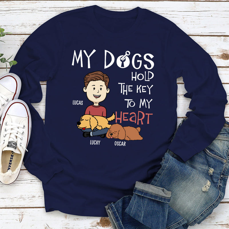 My Dog Holds The Key To My Heart - Personalized Custom Long Sleeve T-shirt