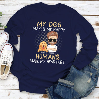 My Dog Vs Humans - Personalized Custom Long Sleeve T-shirt