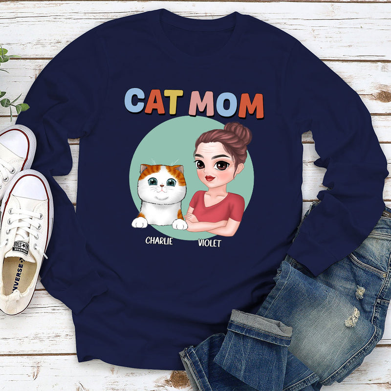 Cat Mom - Personalized Custom Long Sleeve T-shirt