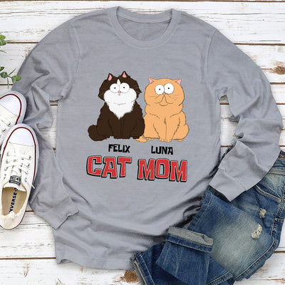 Red Cat Mom - Personalized Custom Long Sleeve T-shirt