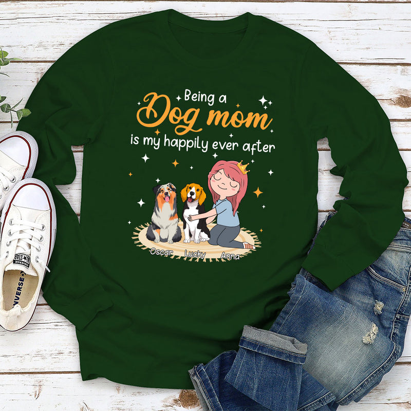 Happy Dog Mom - Personalized Custom Long Sleeve T-shirt