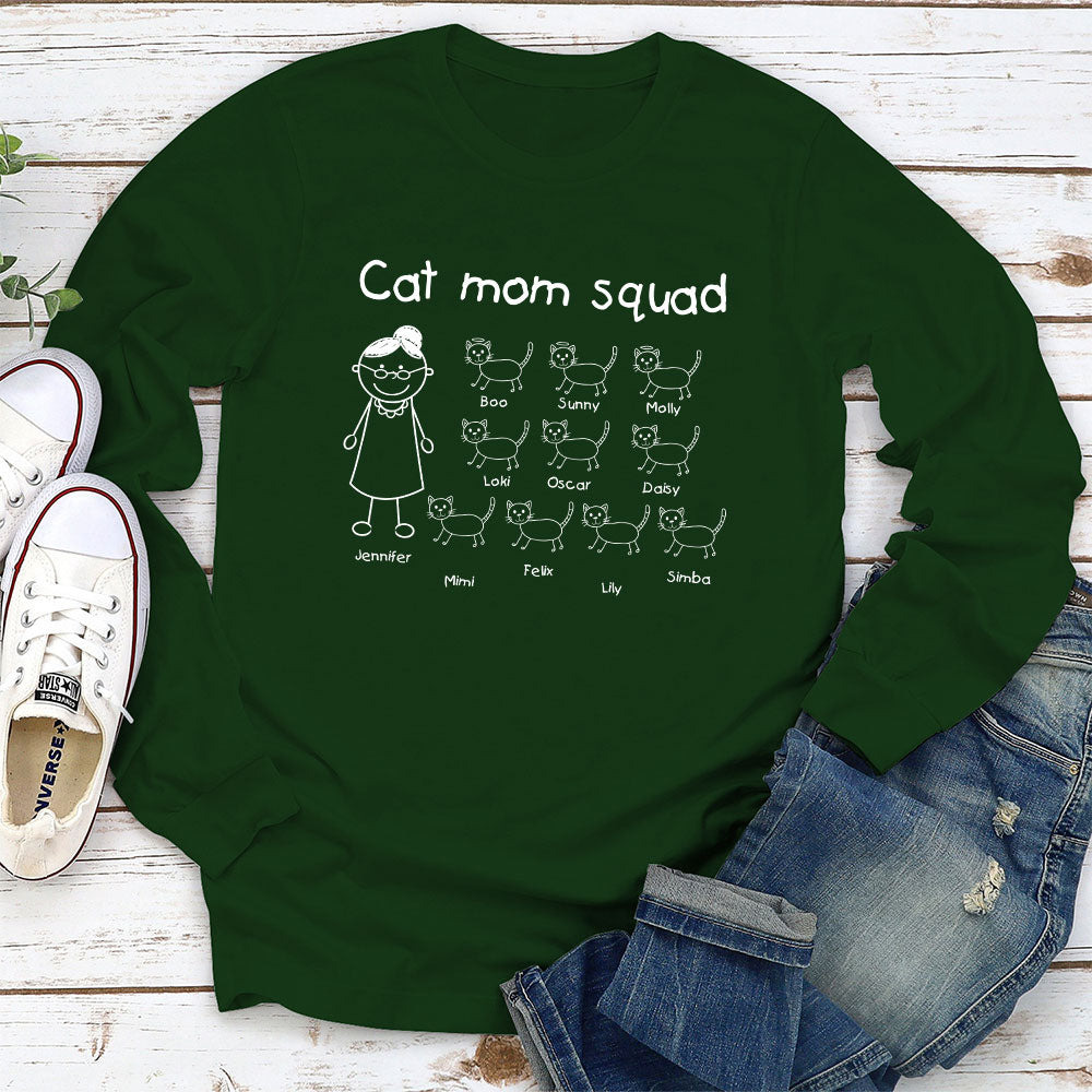 Cat Mom Squad - Personalized Custom Long Sleeve T-shirt