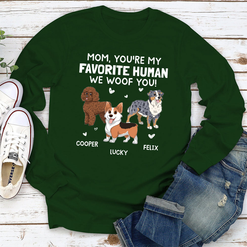 Woof You Mommy Personalized Dog Lover Custom Unisex Long Sleeve Shirt