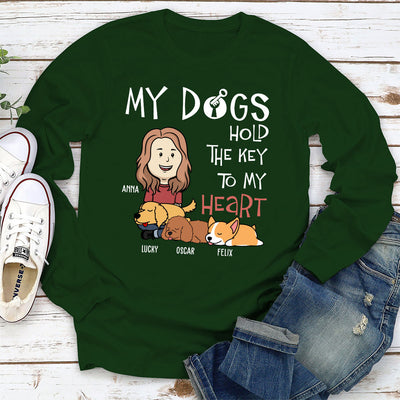 My Dog Holds The Key To My Heart - Personalized Custom Long Sleeve T-shirt