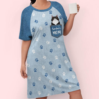 Cat Mom Pocket - Personalized Custom 3/4 Sleeve Dress