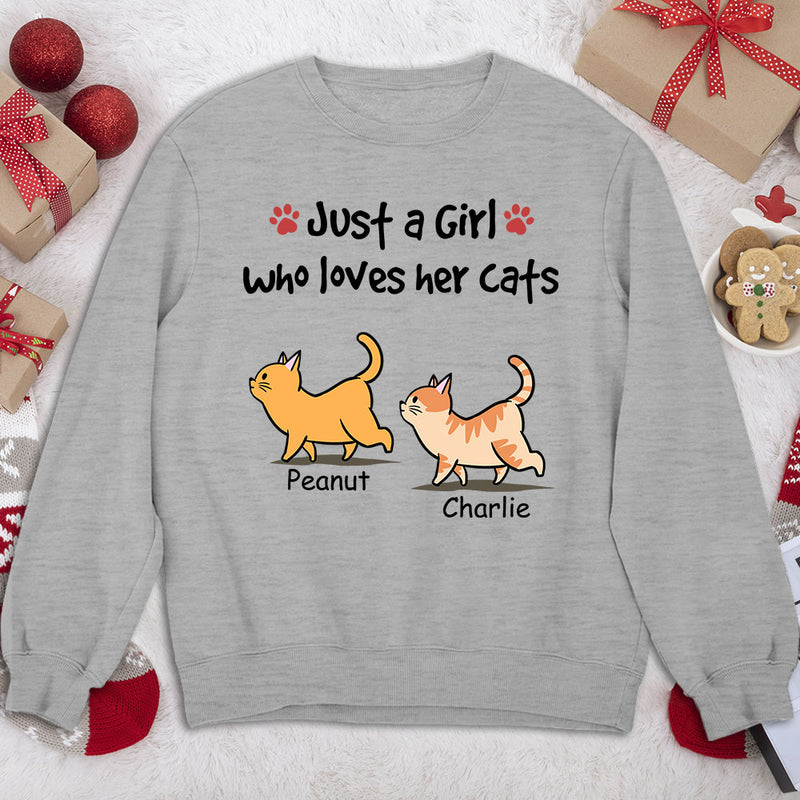 Just A Girl With Cats - Personalized Custom Sweatshirt