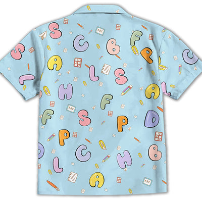 Basset Hound And Alphabet - Kids Button-up Shirt