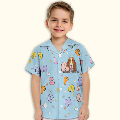 Basset Hound And Alphabet - Kids Button-up Shirt