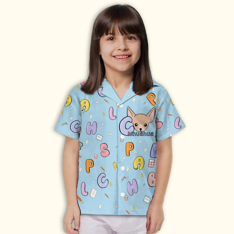 Chihuahua And Alphabet - Kids Button-up Shirt