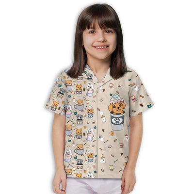 Dog And Cafe 2 - Kids Button-up Shirt