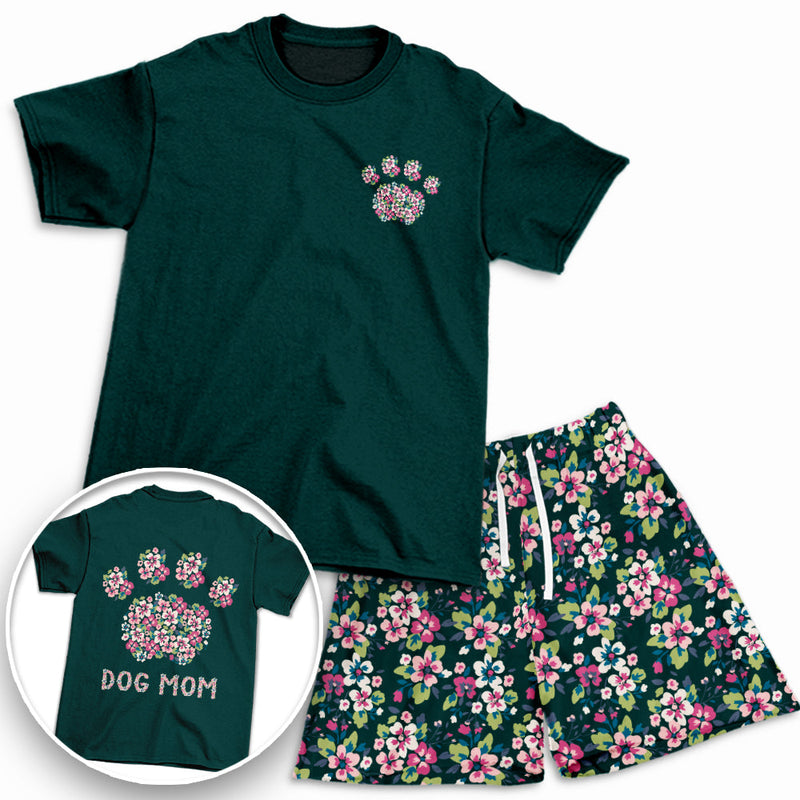Floral Dog Paw Navy - Short Pajama Set