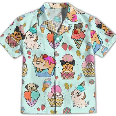 Dog And Ice Cream - Kids Button-up Shirt