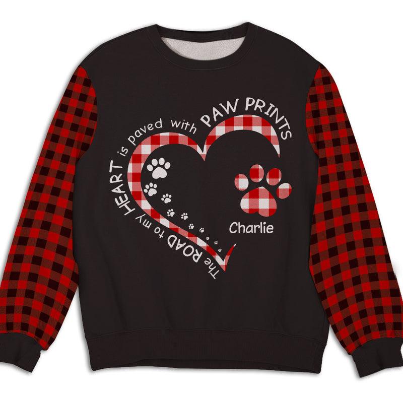 My Heart With Paw Prints - Personalized Custom All-Over-Print Sweatshirt