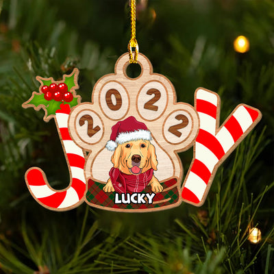 Joyful Pet - Personalized Custom 1-layered Wood Ornament
