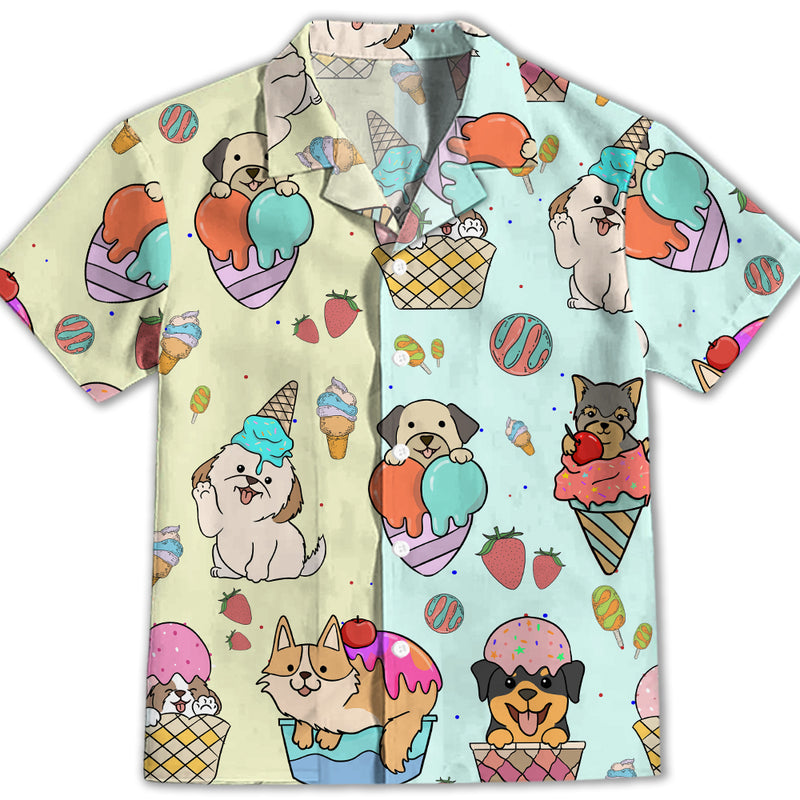 Dog And Ice Cream 2 - Kids Button-up Shirt