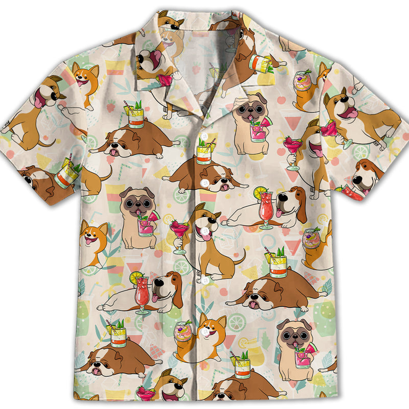 Dog And Cocktail - Kids Button-up Shirt