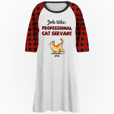 Professional Cat Servant Plaid - Personalized Custom 3/4 Sleeve Dress