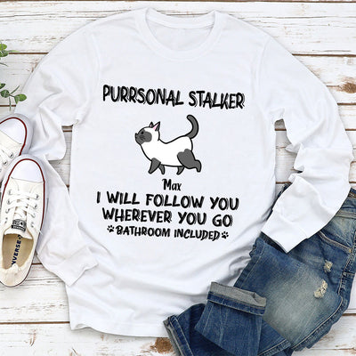 Cat Purrsonal Stalker - Personalized Custom Long Sleeve T-shirt