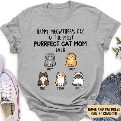 Purrfect Cat Mom - Personalized Custom Women's T-shirt - Gifts For Cat Lovers