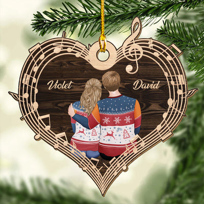 Music Heart - Personalized Custom 1-layered Wood Ornament