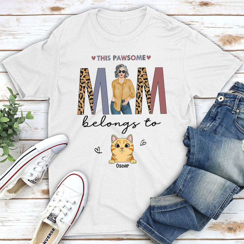 Pawsome Mom Belongs To - Personalized Custom Unisex T-shirt