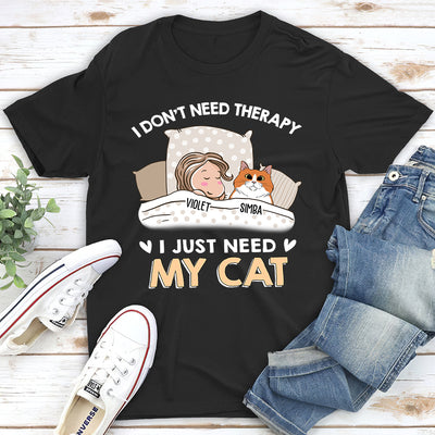 Cats Are My Therapy - Personalized Custom Unisex T-shirt