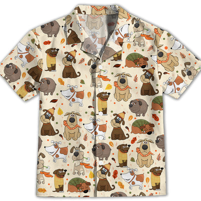 Dog And Autumn - Kids Button-up Shirt