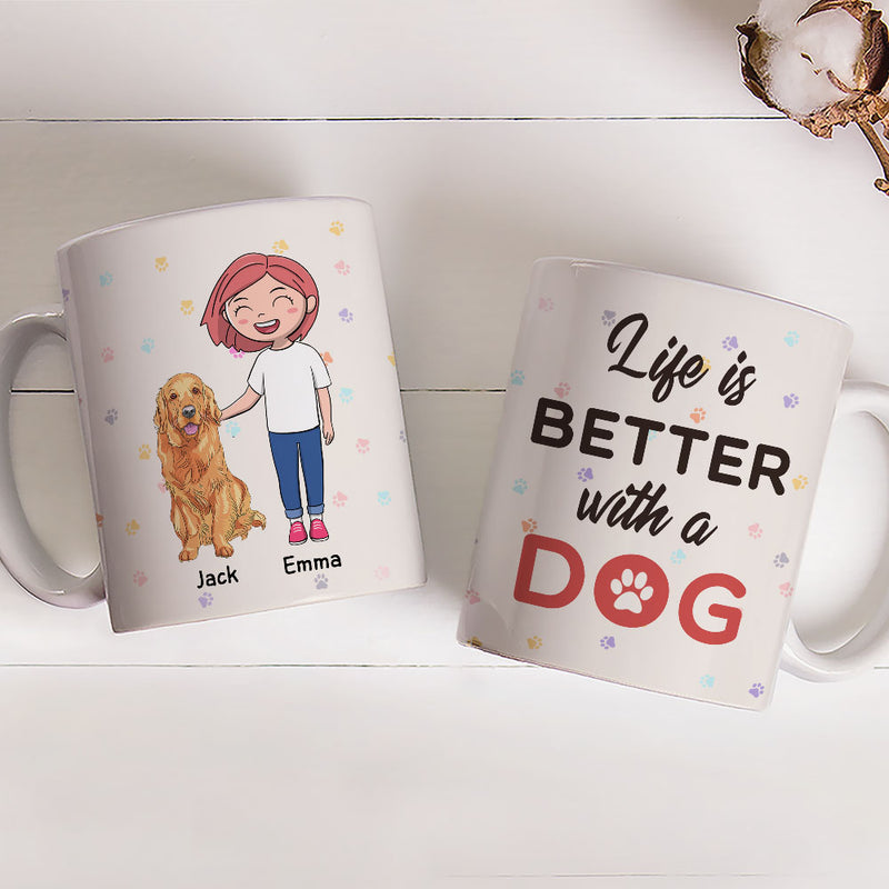 Better Life With Dog - Personalized Custom Coffee Mug