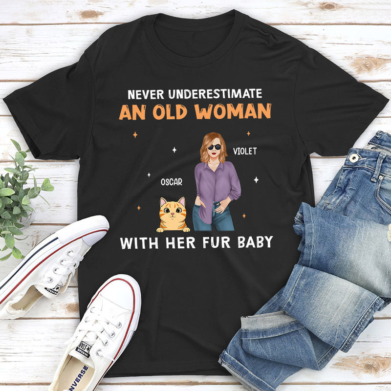Old Woman With Cat - Personalized Custom Unisex T-shirt