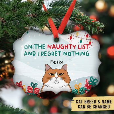 Cat On Naughty List - Personalized Custom Aluminum Ornament