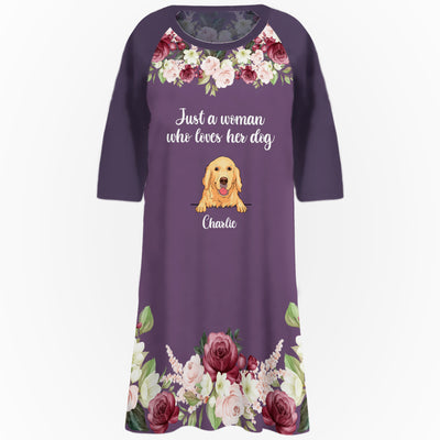 Floral Dog Mom - Personalized Custom 3/4 Sleeve Dress