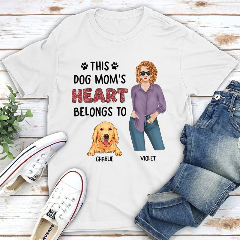 Dog Mom Heart 1 - Personalized Custom Unisex T-shirt