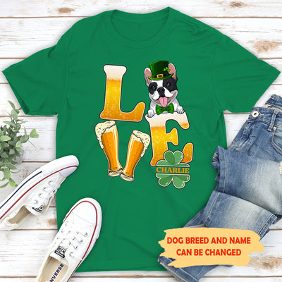 Beer Love Dog - Personalized Custom Unisex T-shirt - St. Patrick's Day Shirt