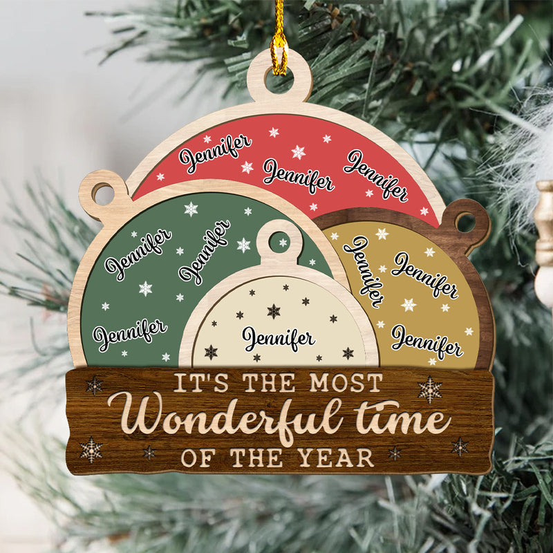 Baubles Family - Personalized Custom 1-layered Wood Ornament