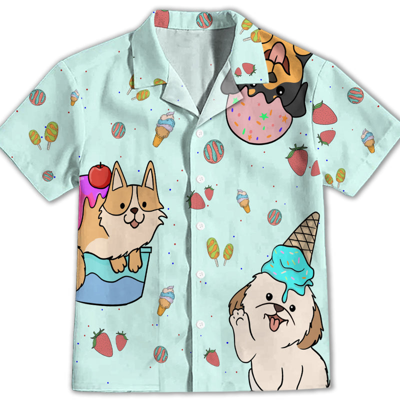 Dog And Ice Cream 3 - Kids Button-up Shirt