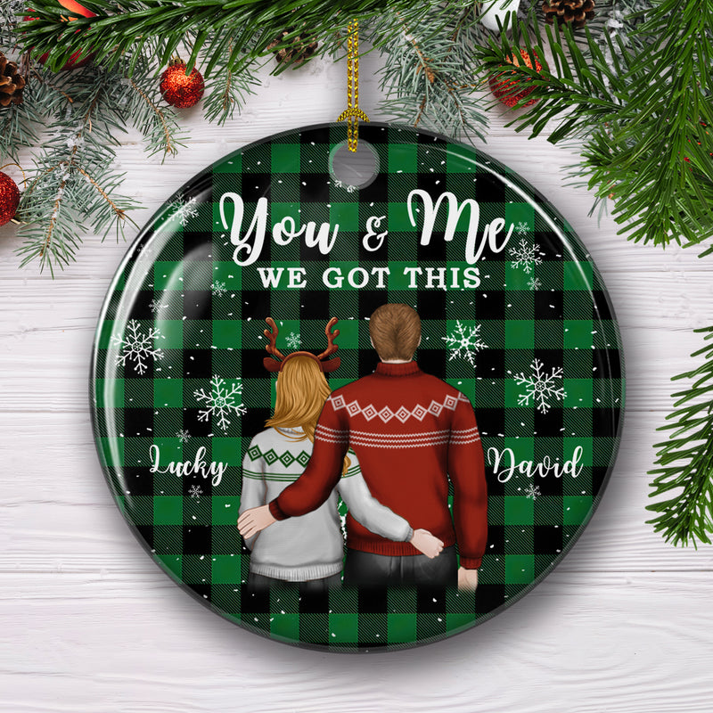 You And Me 2 - Personalized Custom Circle Ceramic Christmas Ornament