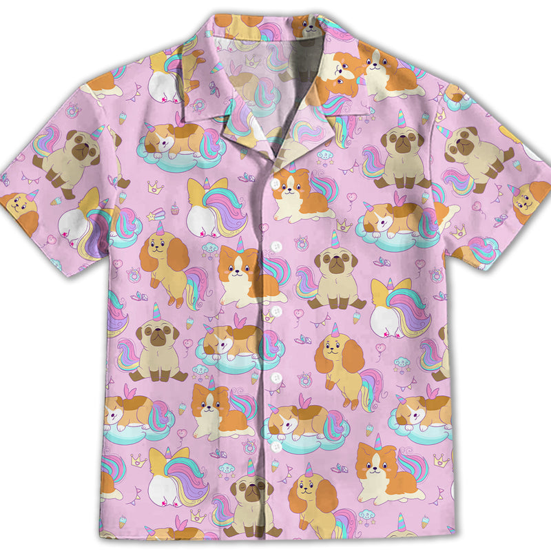 Dog And Unicorn - Kids Button-up Shirt