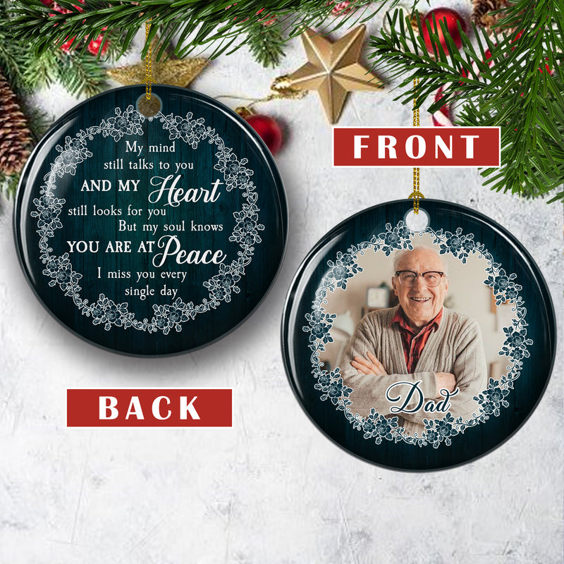 Still Looks For You - Personalized Custom Photo Circle Ceramic Ornament